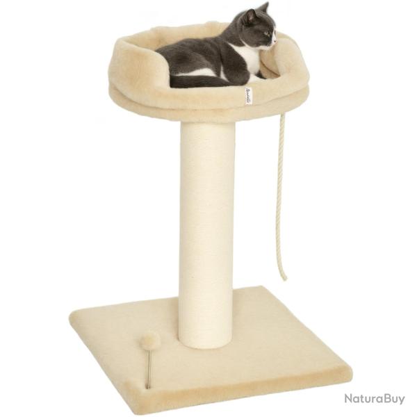 Arbre � chat griffoir plateau 55 x 55 x 83 cm jeu suspendu stable design contemporain en panneau de