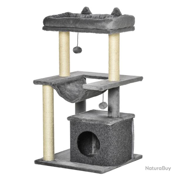Arbre � chat tour de jeu 48 x 48 x 90 cm espace repos et griffoir housse lavable style scandinave m