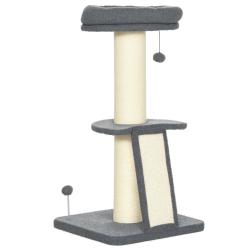 Arbre &agrave; chat tour 48 x 48 x 92 cm griffoir et jeux suspendus compact moderne design en bois d'ing&eacute;n