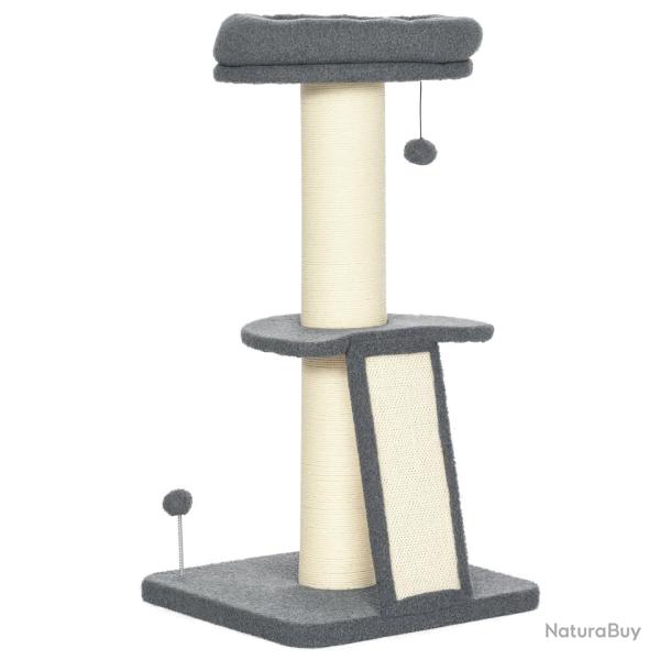 Arbre � chat tour 48 x 48 x 92 cm griffoir et jeux suspendus compact moderne design en bois d'ing�n