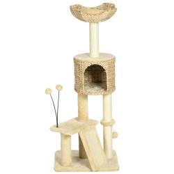 Arbre &agrave; chat &agrave; &eacute;tages pour jeux et repos 45 x 40 x 116 cm niche panier scandinave moderne en pannea
