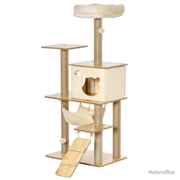 Arbre � chat tour de jeux 60 x 40 x 130 cm espaces de repos et griffoirs moderne contemporain en bo