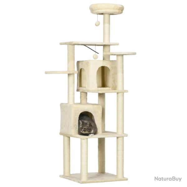 Arbre � chat vertical 49 x 49 x 171 cm griffoir et plateformes design contemporain cosy en panneaux