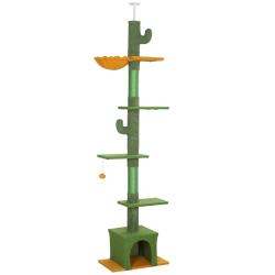 Arbre &agrave; chat d'int&eacute;rieur 55 x 34 x 275 cm avec niche et hamac hauteur r&eacute;glable moderne en panneau d