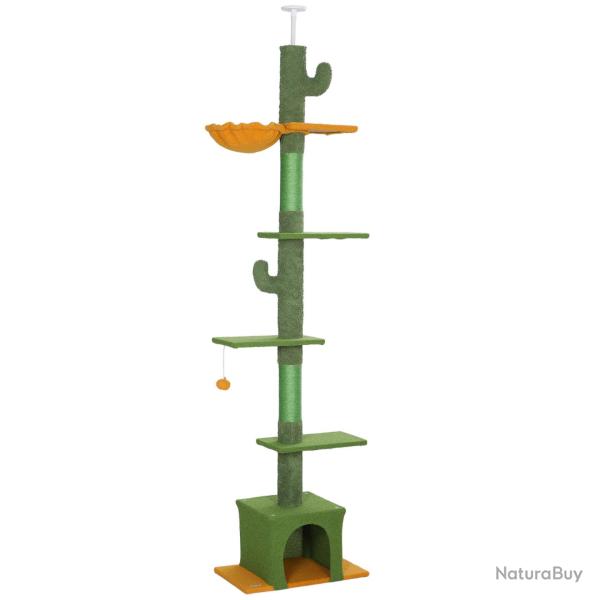 Arbre � chat d'int�rieur 55 x 34 x 275 cm avec niche et hamac hauteur r�glable moderne en panneau d
