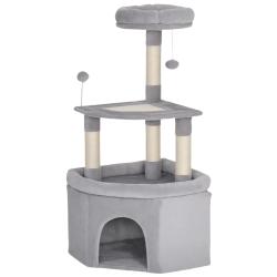 Arbre &agrave; chat compact pour coin 49 x 49 x 114 cm multi niveaux griffoir scandinave en panneau de par