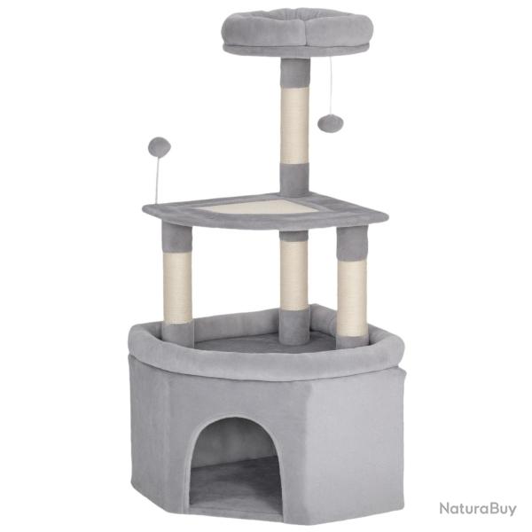 Arbre � chat compact pour coin 49 x 49 x 114 cm multi niveaux griffoir scandinave en panneau de par
