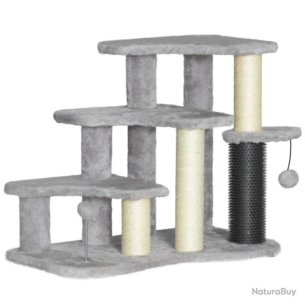 Arbre � chat 2 en 1 escalier 60 x 39 x 50 cm prot�ge meubles griffoir sisal ludique compact moderne