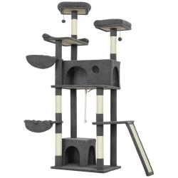 Arbre &agrave; chat tour de jeux 60 x 48 x 174 cm anti basculement s&ucirc;r griffoir sisal plateformes moderne