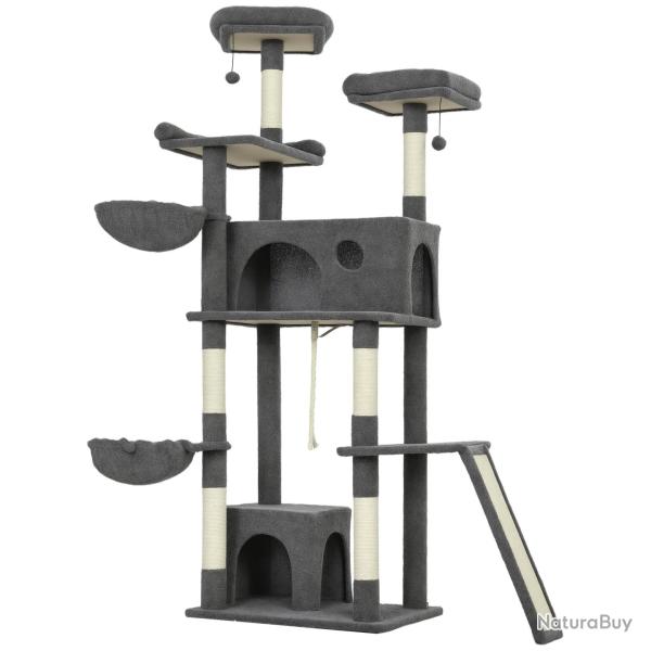 Arbre � chat tour de jeux 60 x 48 x 174 cm anti basculement s�r griffoir sisal plateformes moderne