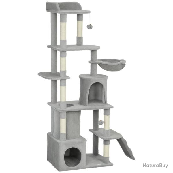 Arbre � chat tour de jeux 60 x 40 x 170 cm base large hamac inclus griffoirs sisal moderne scandina