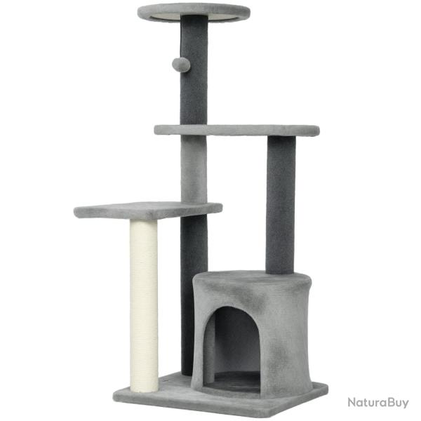 Arbre � chat multi-niveaux 45 x 40 x 103 cm poteaux griffoirs niche douillette moderne en panneaux