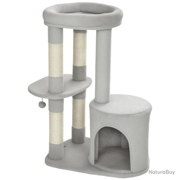 Arbre � chat 60 x 45 x 90 cm poteaux � griffer niche douillette scandinave stable en panneau de par