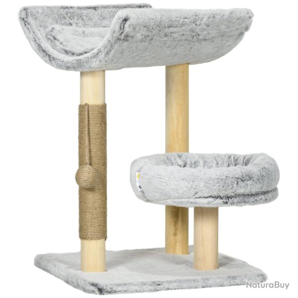 Arbre � chat compact stable 40 x 40 x 60 cm niche avec coussin lavable jeu de jute style scandinave