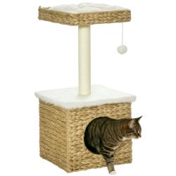 Arbre &agrave; chat centre d'activit&eacute;s 40 x 40 x 83 cm repos et griffoir rustique d&eacute;coratif en panneau de