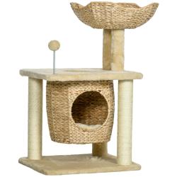 Arbre &agrave; chat centre d'activit&eacute;s 45 x 40 x 74 cm repos et jeu niche cocon moelleux &eacute;pur&eacute; contemporai