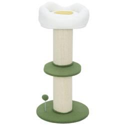 Arbre &agrave; chat fleur trois niveaux salon petit appartement 45 x 92 cm stabilit&eacute; tr&egrave;s renforc&eacute;e poteau