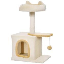 Arbre &agrave; chat perchoir et niche 40 x 30 x 72 cm grattoir protecteur nid douillet moderne ambiance co