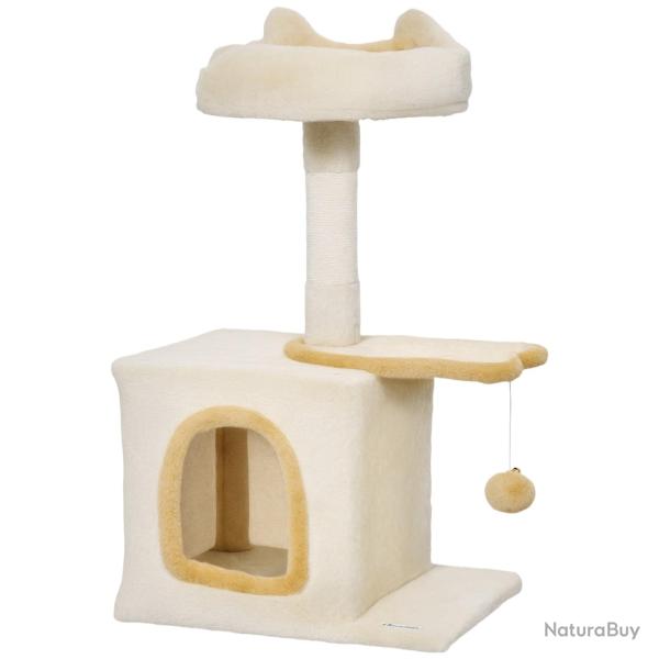 Arbre � chat perchoir et niche 40 x 30 x 72 cm grattoir protecteur nid douillet moderne ambiance co