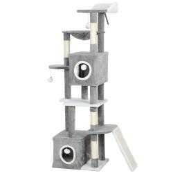 Arbre &agrave; chat tour de jeux 48 x 40 x 165 cm base anti basculement niches spacieuses moderne en panne