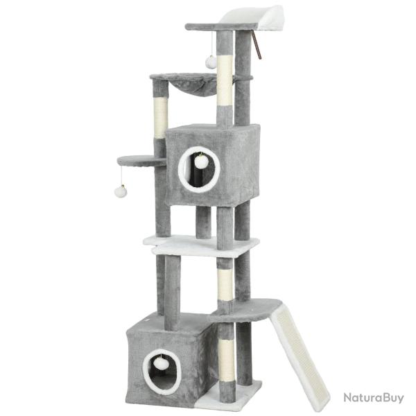 Arbre � chat tour de jeux 48 x 40 x 165 cm base anti basculement niches spacieuses moderne en panne