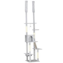 Arbre &agrave; chat du sol au plafond 48 x 48 x 225-255 cm stabilit&eacute; hamac moelleux style minimaliste en p
