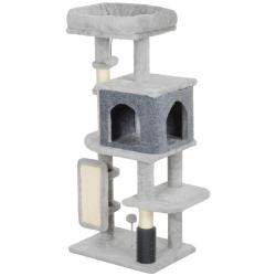 Arbre &agrave; chat tour de jeux 44 x 34 x 104 cm lit maisonnette poteaux &agrave; griffer moderne en bois d'ing&eacute;