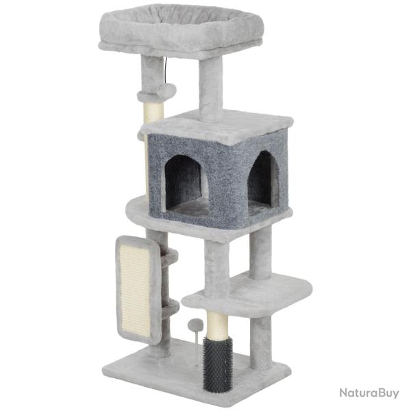 Arbre � chat tour de jeux 44 x 34 x 104 cm lit maisonnette poteaux � griffer moderne en bois d'ing�