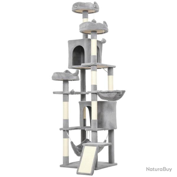 Arbre � chat tour 48 x 48 x 192 cm 4 plateformes 2 niches moderne scandinave salon en panneau de pa