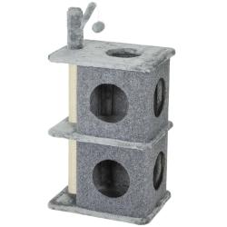 Arbre &agrave; chat tour 43 x 33 x 80 cm 2 niches prot&egrave;ge les meubles base stable moderne en panneau de pa