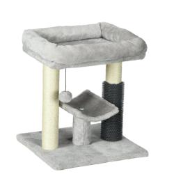 Arbre &agrave; chat tour de jeux salon 40 x 40 x 48 cm griffoir sisal panier peluche moderne &eacute;pur&eacute; en bois