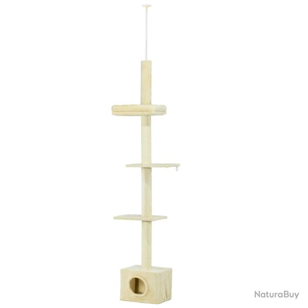 Arbre � chat � griffer 40 x 31 x 230 - 260 cm 4 niveaux stable niche fixation plafond moderne cosy