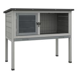 Clapier sur pied 84 x 43 x 70 cm porte verrouillable plateau &agrave; d&eacute;jection coulissant rustique contem