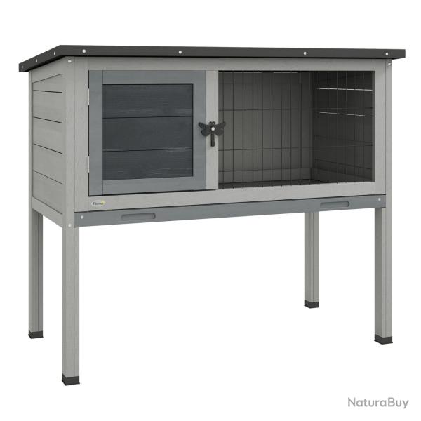 Clapier sur pied 84 x 43 x 70 cm porte verrouillable plateau � d�jection coulissant rustique contem