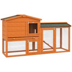 Clapier pour lapins 150 x 45 x 85 cm entretien ais&eacute; tiroir d&eacute;jection 2 niveaux aire de jeu jardin r