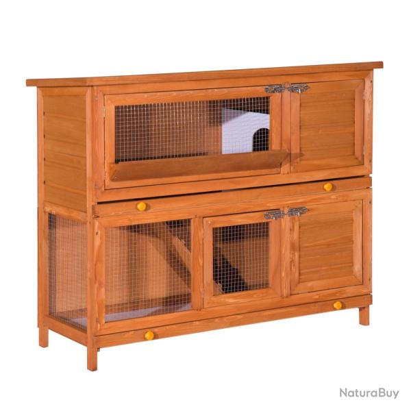 Clapier � lapin multifonction deux �tages 120 x 48 x 100 cm toit ouvrant facile � nettoyer rustique
