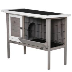 Clapier pour lapin sur&eacute;lev&eacute; ext&eacute;rieur 91 x 46 x 71 cm avec plateau amovible porte verrouillable rus