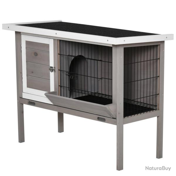 Clapier pour lapin sur�lev� ext�rieur 91 x 46 x 71 cm avec plateau amovible porte verrouillable rus