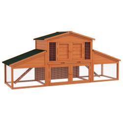 Clapier pour lapins 225 x 70 x 100 cm deux &eacute;tages spacieux toit &eacute;tanche rustique ambiance cosy jard