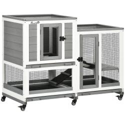 Clapier lapin d'int&eacute;rieur 110 x 50 x 86 cm 3 niveaux spacieux plateaux amovibles roues freinables s