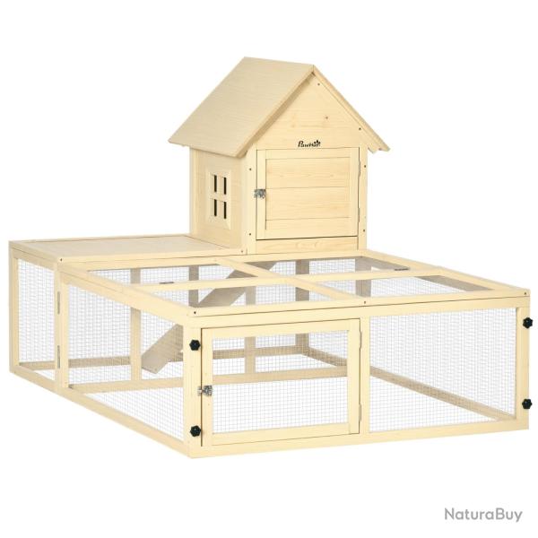 Clapier pour lapins 2 niveaux ext�rieur 151,5 x 106 x 97 cm rampe antid�rapante rustique 2 � 3 lapi