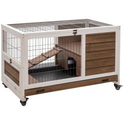 Clapier 2 &eacute;tages sur roulettes 90 x 53 x 59 cm porte verrouillable plateau amovible moderne scandin