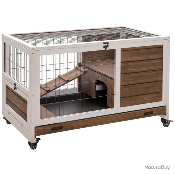 Clapier 2 �tages sur roulettes 90 x 53 x 59 cm porte verrouillable plateau amovible moderne scandin