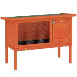 Clapier ext&eacute;rieur sur&eacute;lev&eacute; 90 x 45 x 65 cm porte verrouillable s&eacute;curis&eacute;e plateau amovible rustique