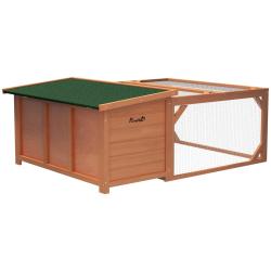 Clapier d'ext&eacute;rieur pour lapins 125,5 x 100 x 49 cm ouverture sup&eacute;rieure toit &eacute;tanche design rustiq