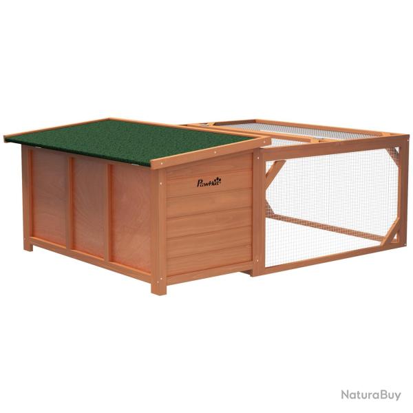 Clapier d'ext�rieur pour lapins 125,5 x 100 x 49 cm ouverture sup�rieure toit �tanche design rustiq
