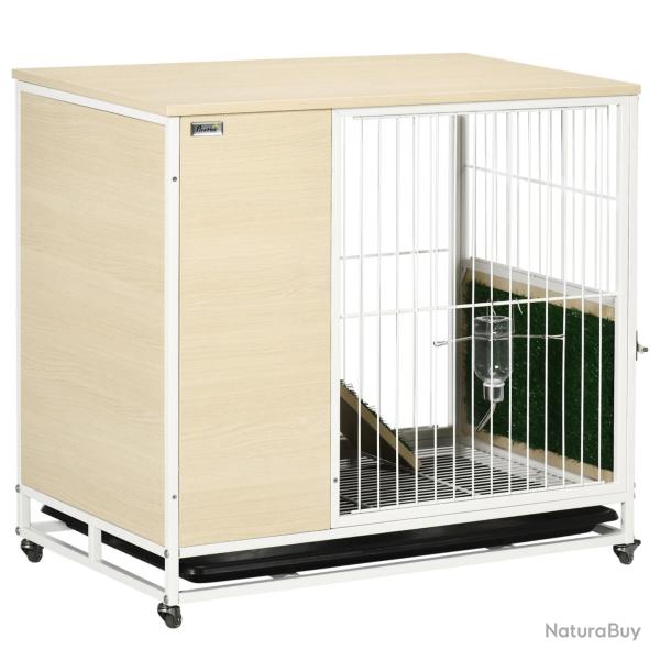 Clapier lapin mobile 78 x 52,5 x 76,5 cm plateau amovible porte s�curis�e contemporain en panneau d