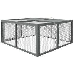 Clapier &agrave; lapin pliable int&eacute;rieur ext&eacute;rieur 110 x 105 x 50 cm toit ouvrable poign&eacute;e transport rusti