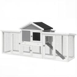 Poulailler clapier chalet pour poules lapins 204 x 85 x 93 cm s&eacute;curis&eacute; ventil&eacute; avec nichoir rustiqu