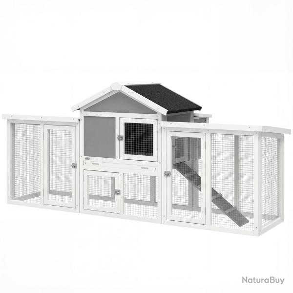 Poulailler clapier chalet pour poules lapins 204 x 85 x 93 cm s�curis� ventil� avec nichoir rustiqu